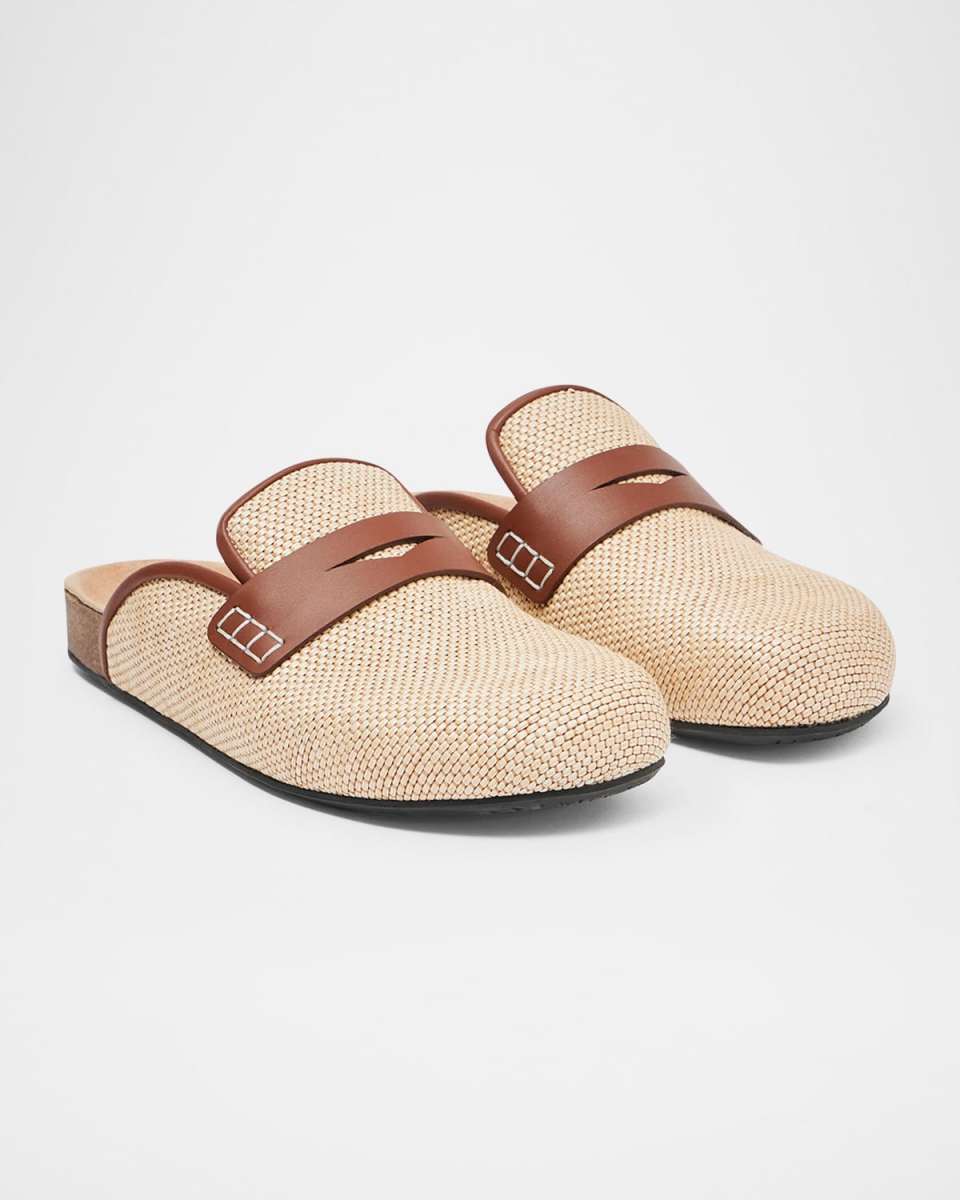 Bicolor Penny Loafer Mules